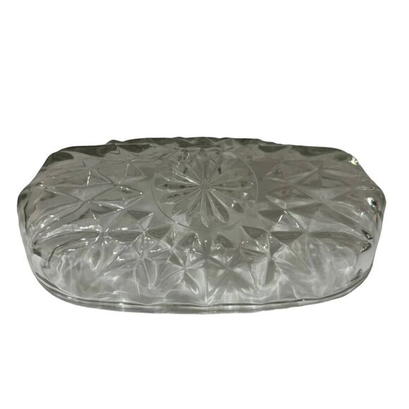 Butter Dish Cut Glass Crystal Geometric Covered Plate Lid Vintage - Picture 2 of 5